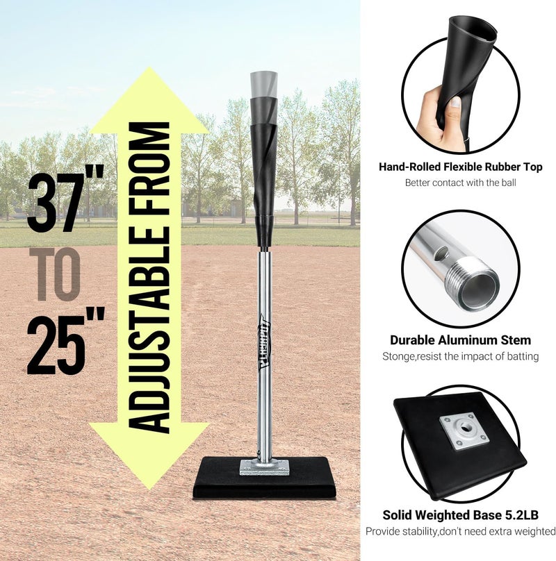 PLAYAPUT Baseball Batting Tee and Practice Net Combo for Batting, Hitting, Pitching,Throwing,6FT Baseball Net with Large Pocket Holds 50+Balls,Height Adjustable 25" to 37" Hitting Tee for All Players - Image 3